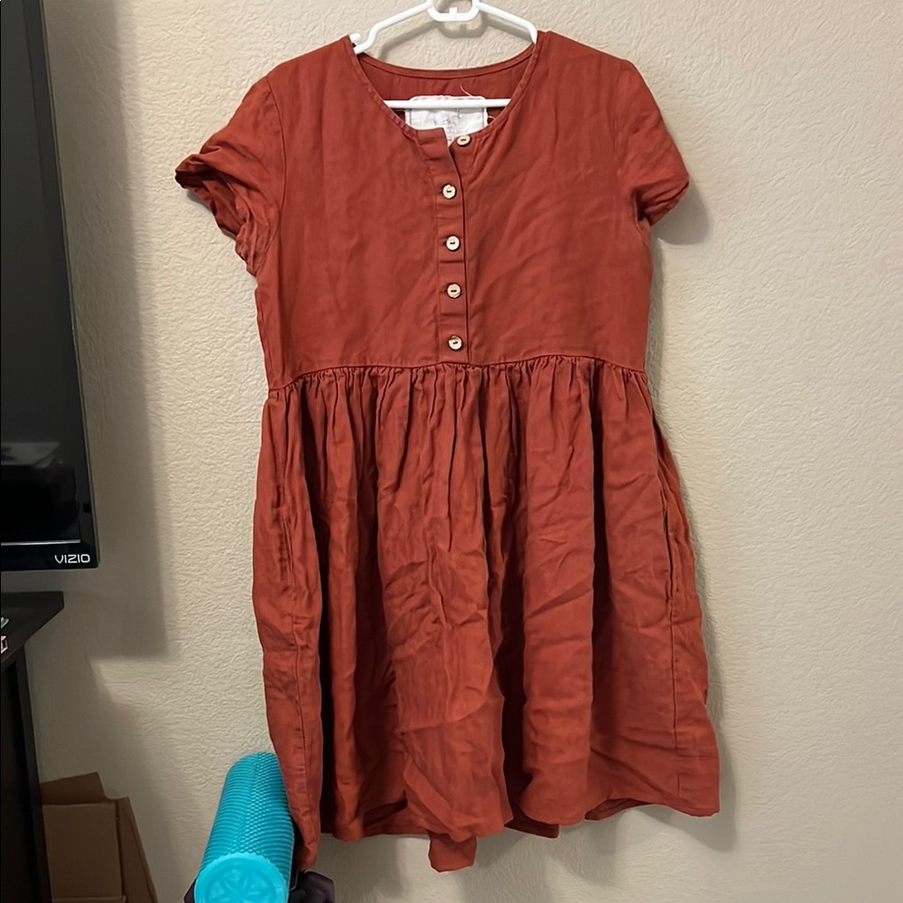 Notperfectlinen Mama dress in rust